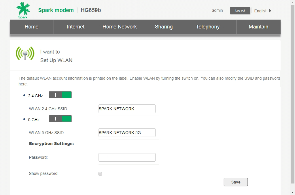 Image showing WiFi setup on the Huawei HG659b modem