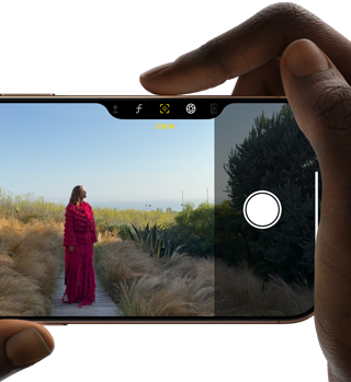 Camera Control on iPhone 16 Pro, right finger slides along side of phone to adjust the zoom